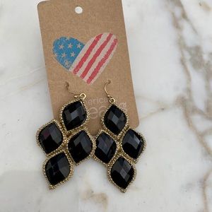 Black and gold chandelier earrings